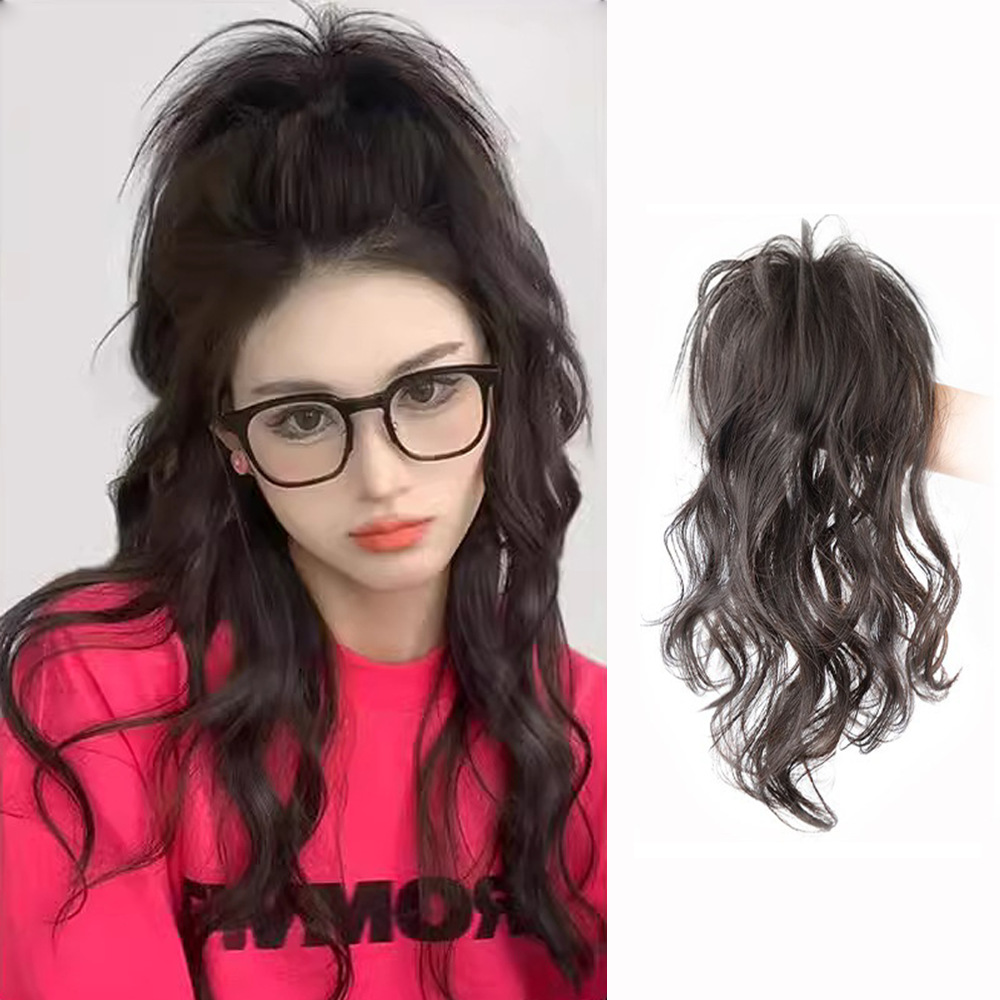 马尾假发仿真发元气少女半扎瀑布马尾假发高